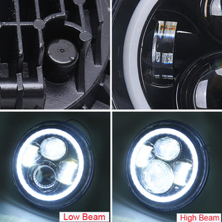 Raxiom Axial 7-Inch LED Headlights RGB Halo Black Hsng: Jeep Wrangler 1997-2018 4.0L I6 / 3.8L V6 / 3.6L V6 - Clear Lens