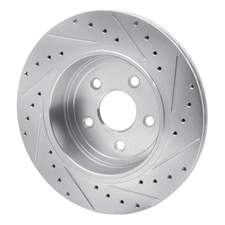 R1 Concepts Rear Left Brake Rotor Drilled & Slotted (REAR): Jeep Grand Cherokee 2005-2010 6.1L SRT8 - Silver