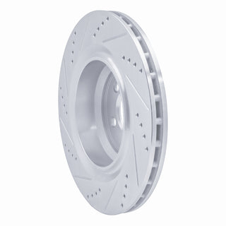R1 Concepts Rear Right Drilled & Slotted Brake Rotor: Fits Dodge Challenger / Charger / Chrysler 300 2005-2023 3.6L / 5.7L - Silver