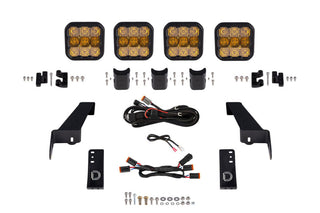 Diode Dynamics Jeep JL SS5 4-Pod CrossLink Grille Lightbar Kit Pro - Yellow Combo