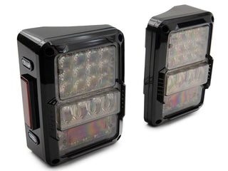 Raxiom Axial Series Lux LED Tail Lights (PAIR): Fits Most Jeep Wrangler Models (2007-2018) - Black Housing/Clear Lens