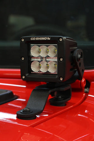 Go Rhino Light Mount for 3in Cube LED: Fits Most Jeep Wrangler / Gladiator Models (2007-2026)