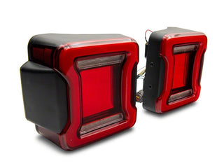 Raxiom Axial Series JL Style LED Tail Lights (REAR): Fits Most Jeep Wrangler Models (2007-2018) - Black Housing/Red Lens