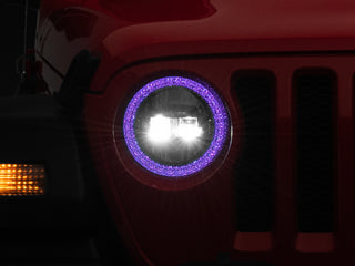 Raxiom Axial LED Headlights RGB Halo Black Housing: Jeep Wrangler JL 2018-2025 / Gladiator 2020-2025 6.4L 392 / 3.6L V6 / 3.0L EcoDiesel / 2.0L Turbo