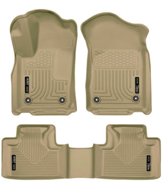 Husky Liners Weatherbeater Tan Front and 2nd Seat Floor Liners: Dodge Durango (16-24) / Jeep Grand Cherokee (16-24) / WK (22)