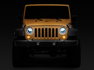 Raxiom 7-Inch LED Headlights w/ Halos: Jeep Wrangler 1997-2018 - Black Housing