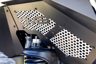 DV8 Offroad Front Inner Fenders Aluminum (F&R): Jeep Wrangler JK 2007-2018 3.8L/3.6L V6/2.0L Turbo - Satin Black