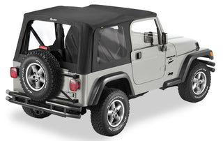 Bestop Replace A-Top Soft Top Black Denim Clear Windows (F&R): Jeep Wrangler TJ 1997-2002 2.5L/4.0L