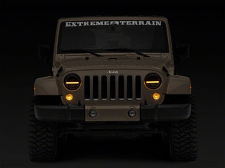Raxiom Axial 7-In LED Headlights DRL Black Housing: Jeep Wrangler 1997-2018 4.0L I6 / 3.8L V6 / 3.6L V6 - Clear Lens