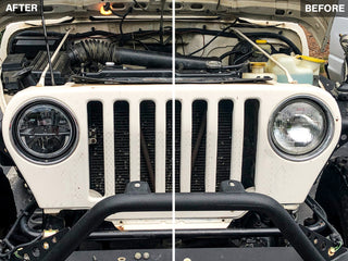 Raxiom Axial Series LED Headlights Black Housing: Jeep Wrangler 1997-2018 4.0L I6 / 3.8L V6 / 3.6L V6 - Clear Lens