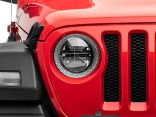 Raxiom Axial LED Headlights RGB Halo Black Housing: Jeep Wrangler JL 2018-2025 / Gladiator 2020-2025 6.4L 392 / 3.6L V6 / 3.0L EcoDiesel / 2.0L Turbo