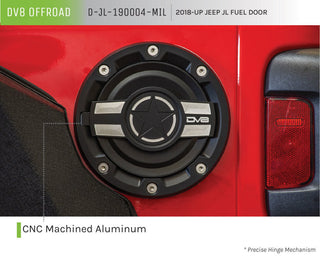 DV8 Offroad Aluminum Fuel Door: Jeep Wrangler 2018-2021