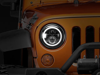 Raxiom Axial Halo Headlights w/ DRL Amber Signals Clear Lens: Jeep Wrangler TJ/JK 1997-2018 4.0L I6 / 3.8L V6