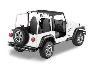 Bestop Header Targa Bikini Top (FRONT): Jeep Wrangler TJ 1997-2002 2.5L / 4.0L I6 - Black Denim