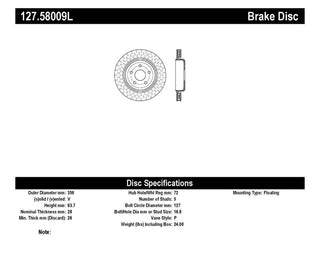 StopTech Rear Brake Rotor (REAR DRIVER SIDE): Dodge Durango (17-23) / Jeep Grand Cherokee (12-21) w/ Slotted and Drilled