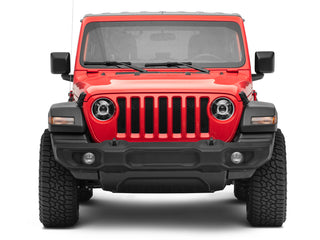 Raxiom LED Headlights DRL Halo Black Housing: Jeep Wrangler JL 2018-2025 / Gladiator 2020-2025 6.4L 392 / 3.6L V6 / 3.0L EcoDiesel / 2.0L Turbo