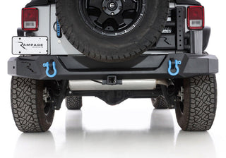 Rampage Trailguard Rear Bumper w/ 2" Receiver Tow Hitch (REAR): Fits Most Jeep Wrangler JK Models (2007-2018) - Black