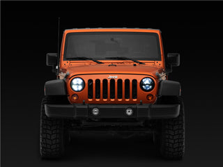 Raxiom Axial Series LED Headlights Black Housing: Jeep Wrangler 1997-2018 4.0L I6 / 3.8L V6 / 3.6L V6 - Clear Lens
