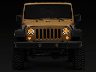 Raxiom Axial Spider LED Headlights w/ Angel Eye Halo (PAIR): Fits Most Hemi Models