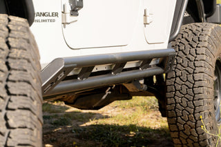 DV8 Offroad HD Rock Sliders 2" Tubing: Jeep Wrangler JK 4-Door 2007-2018 3.8L/3.6L V6/2.0L Turbo - Black