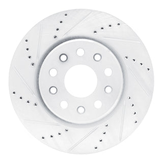 R1 Concepts Drilled & Slotted Brake Rotor (FRONT LEFT): Jeep Grand Cherokee 2022-2026 2.0L/3.6L/5.7L - Silver