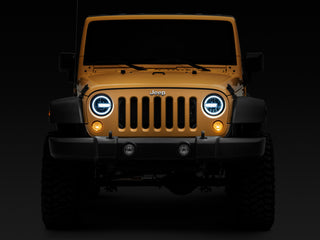 Raxiom 7-Inch LED Headlights w/ Halos: Jeep Wrangler 1997-2018 - Black Housing