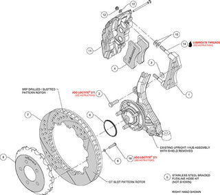 Wilwood AERO6 6-Piston Front Big Brake Kit (Red Calipers, Drilled Rotors): Fits Most Hemi Models