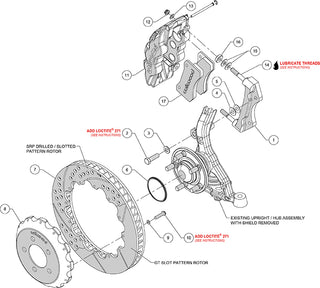 Wilwood AERO6 6-Piston Front Big Brake Kit (Black Calipers, Drilled Rotors): 300 / Challenger / Charger / Magnum 2005 - 2011 (Excluding AWD, SRT8)