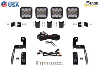 Diode Dynamics Jeep JK SS5 4-Pod CrossLink Grille Lightbar Kit Pro - White Combo