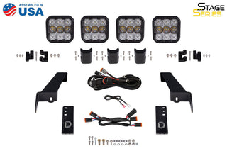 Diode Dynamics Jeep JL SS5 4-Pod CrossLink Grille Lightbar Kit Sport - White Combo