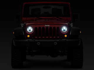 Raxiom Axial Series LED Daymaker Headlights Chrome Housing: Jeep Wrangler 1997-2018 4.0L I6 / 3.8L V6 / 3.6L V6 - Clear Lens