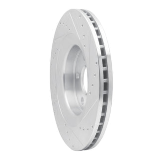 R1 Concepts Drilled & Slotted Brake Rotor (FRONT LEFT): Jeep Grand Cherokee 2006-2010 6.1L SRT8 - Silver