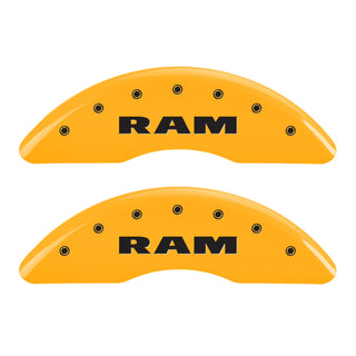 MGP 4 Caliper Covers Engraved Front Ram Rear Ramhead Yellow Finish Black Char 2010 Dodge Ram 2500