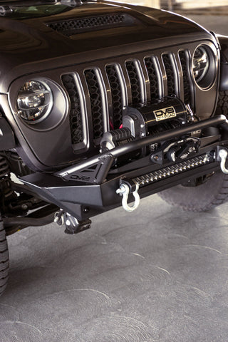 DV8 Offroad FS-1 Series Stubby Front Bumper: Fits Most Jeep Wrangler / Gladiator Models (2018-2026) - Black Powder Coat