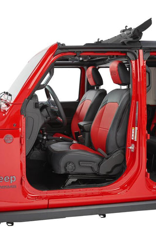 PRP 2018+ Jeep Wrangler JL/2 door/ Non-Rubicon Front Seat Covers (Pair) - Black/Red