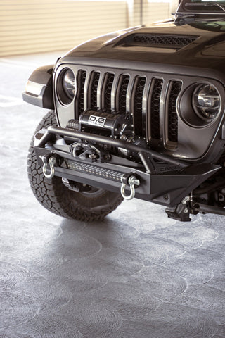 DV8 Offroad FS-1 Series Stubby Front Bumper: Fits Most Jeep Wrangler / Gladiator Models (2018-2026) - Black Powder Coat