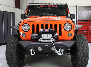 Fishbone Offroad Steel Powder Coated Front Bumper: Jeep Wrangler JK Rubicon Unlimited (2007-2018)
