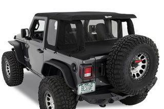 Bestop Halftop Conversion Kit Premium Black Twill (REAR): Jeep Wrangler JL 2018-2025 2.0L Turbo / 3.6L V6