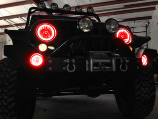 ORACLE Lighting Surface Mount LED Headlight Halo Kit Red: Jeep Wrangler 2007-2017 3.6L/3.8L V6