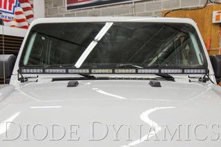 Diode Dynamics Hood Bracket Kit w/ 50" Stage Series Light Bar: Fits Most Jeep Wrangler / Gladiator Models (2007-2026)
