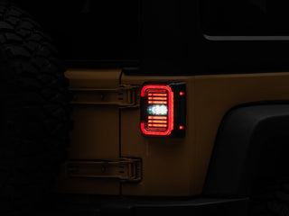 Raxiom Axial Series LED Halo Tail Lights - Black Housing (Dark Smoked Lens): Fits Most Jeep Wrangler Models (2007-2018)
