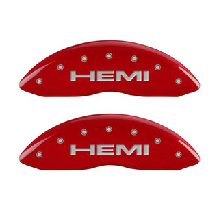 MGP 4 Caliper Covers Engraved Front & Rear Hemi Red finish silver ch