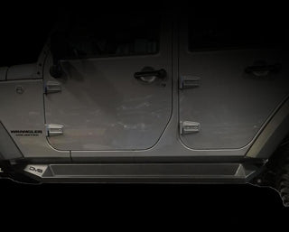 DV8 Offroad Plated Steel Rock Slider Steps: Jeep Wrangler JK 2007-2018 (4 Door) Matte Black