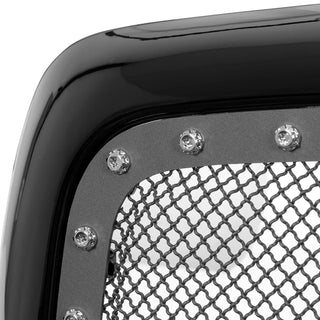 Spec D Rivet Style Stainless Steel Mesh Grille (Glossy Black Outer): Dodge Ram 2002 - 2005
