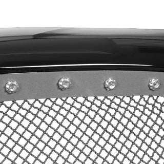 Spec D Rivet Style Stainless Steel Mesh Grille (Glossy Black Outer): Dodge Ram 2002 - 2005