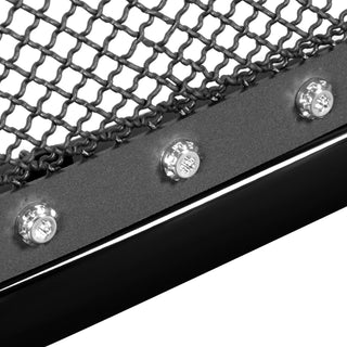 Spec D Rivet Style Stainless Steel Mesh Grille (Glossy Black Outer): Dodge Ram 2002 - 2005