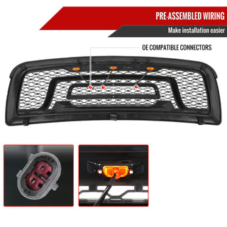 Spec D Rebel Grille w/ LED's (Matte Black): Dodge Ram 1500 2009 - 2012