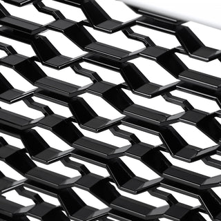 Spec D Glossy Black Mesh Grille Chrome Trim: Ram 1500 2019-2022 3.6L/5.7L