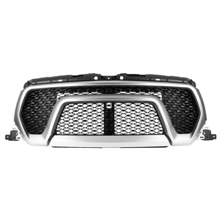 Spec D Glossy Black Mesh Grille Chrome Trim: Ram 1500 2019-2022 3.6L/5.7L