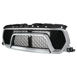 Spec D Glossy Black Mesh Grille Chrome Trim: Ram 1500 2019-2022 3.6L/5.7L